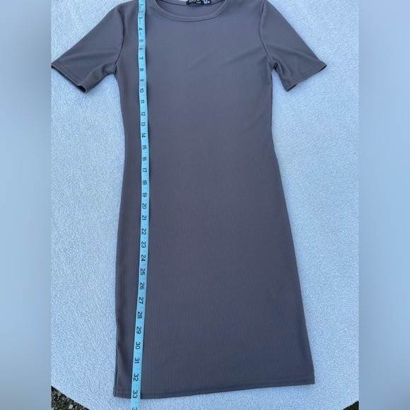 BooHoo Bodycon T-Shirt Dress Women's Size 6 Grey Basic Rib Crew Neck Dress New - Picture 13 of 14